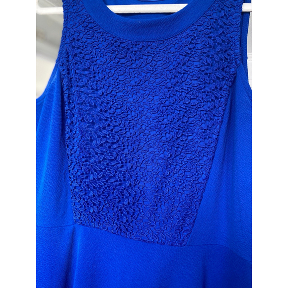 APT.9 Fit & Flare Sleeveless Dress Royal Blue Lace Detail L Wedding Event Preppy - Picture 6 of 8